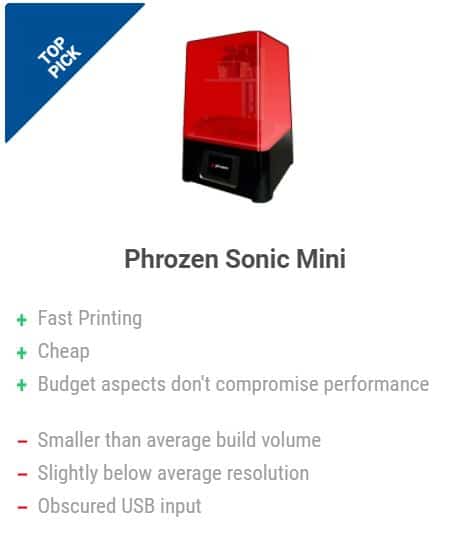 phrozen sonic mini 3d tiskárny